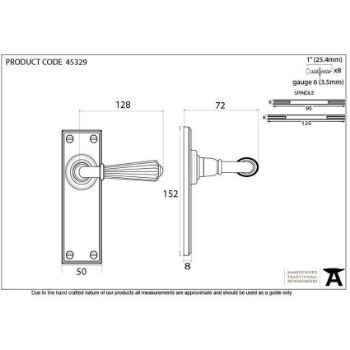 Hinton Latch Handle in Aged Bronze - 45329_TECH DWG