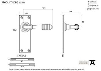 Reeded Latch Handle in Polished Chrome - 33307_TECH DWG