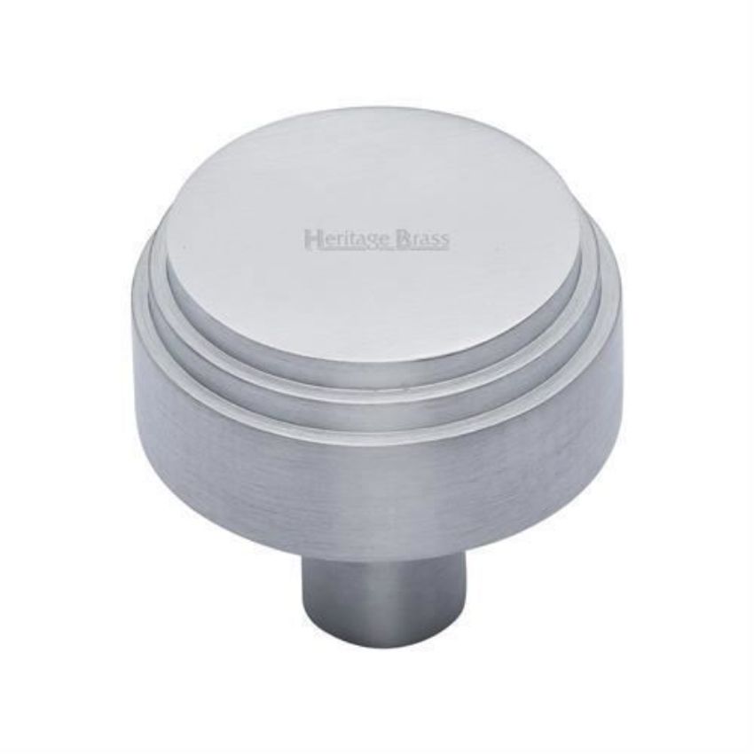 Round Deco Cabinet Knob in a Satin Chrome Finish - C3987-SC