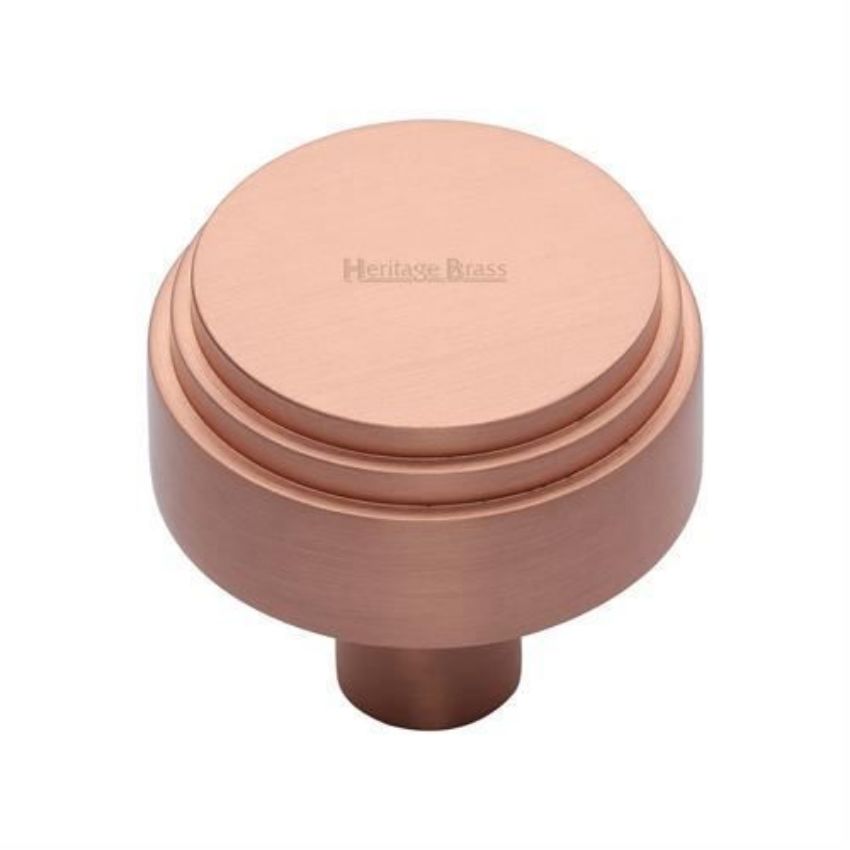 Round Deco Cabinet Knob in a Satin Rose Gold Finish - C3987-SRG