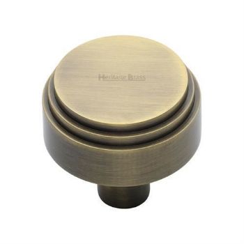 Round Deco Cabinet Knob in an Antique Brass Finish - C3987-AT Round Deco Cabinet Knob in an Antique Brass Finish - C3987-AT