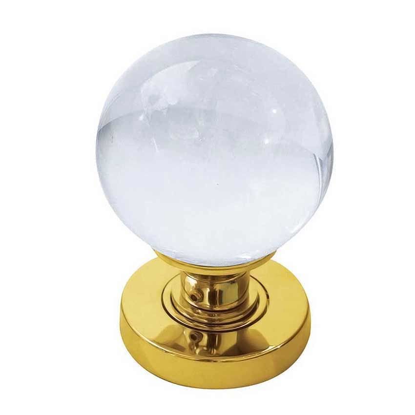 Plain Glass Ball Mortice Knob- Polished Brass -JH5201PB