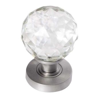 Faceted Glass Mortice Knob- Satin Chrome -JH255SC Faceted Glass Mortice Knob- Satin Chrome -JH255SC