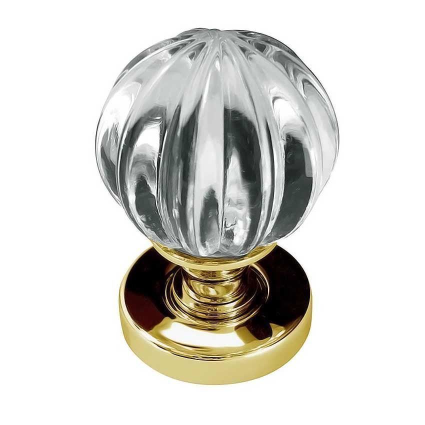Pumpkin Glass Mortice Knob- Polished Brass -JH5202PB