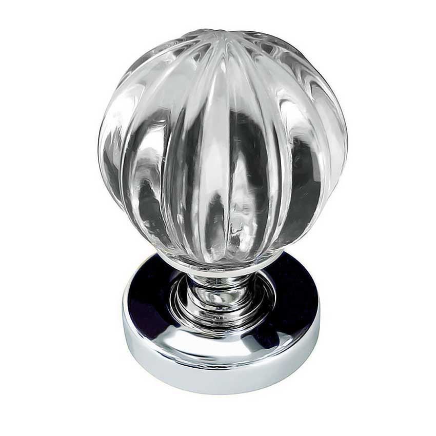 Pumpkin Glass Mortice Knob- Polished Chrome -JH5202PC	