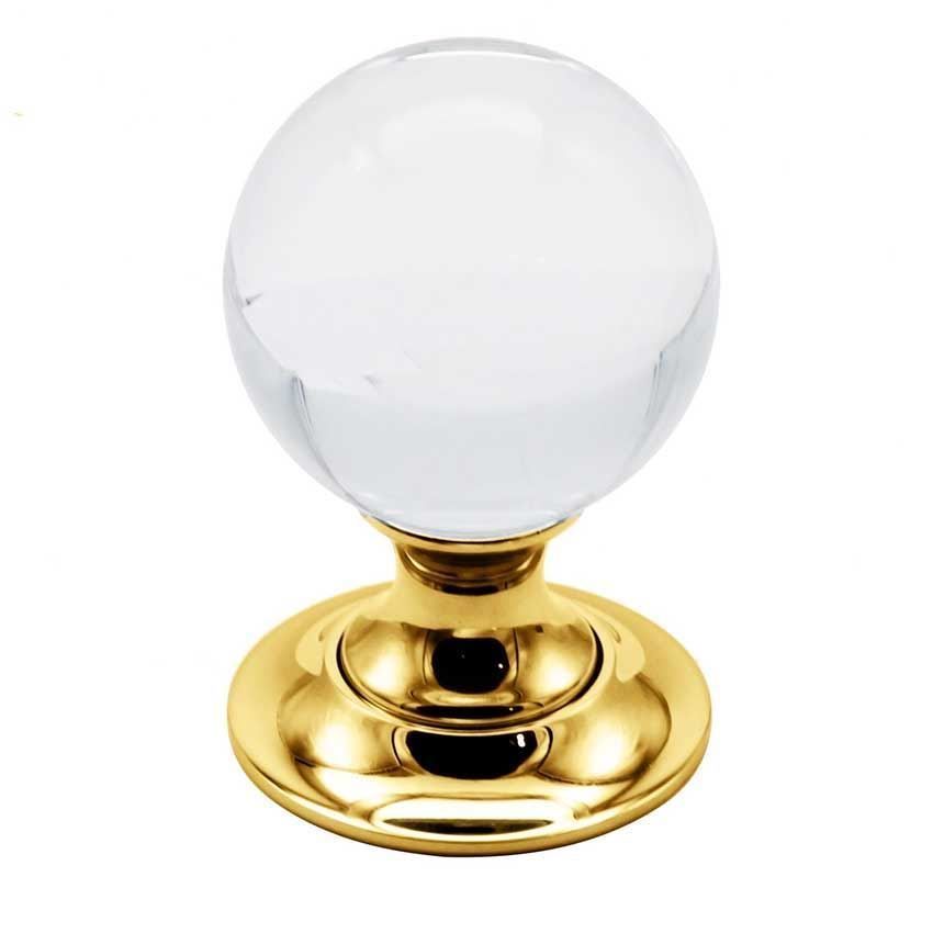 Plain Glass Ball Mortice Knob- Polished Brass - JH1150PB	