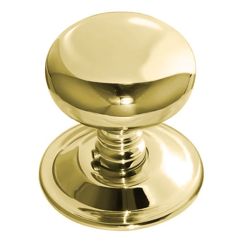 Zedo Mushroom Mortice Knob- Polished Brass- JV46PB