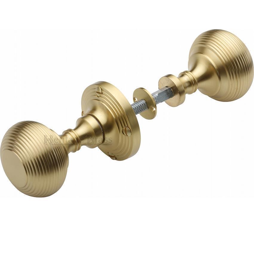 Rim Reeded Rim Mortice Door Knobs - RIM-V971-SB