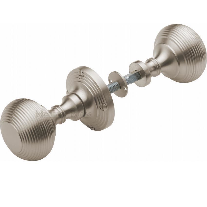 Rim Reeded Rim Mortice Door Knobs - RIM-V971-SN