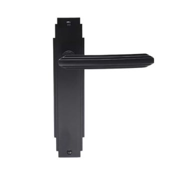 Picture of Art Deco Black Door Handles On Backplate