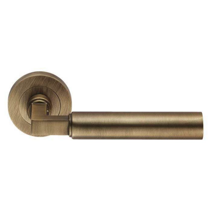 Amiata lever on Round Rose- Antique Brass - EUL040AB