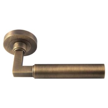 Amiata lever on Round Rose- Antique Brass - EUL040AB