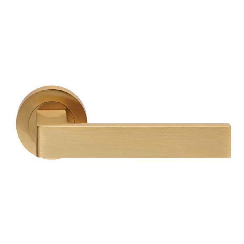 Sasso lever on Round Rose - Satin Brass - EUL010SB