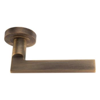 Trentino lever on Round Rose- Antique Brass - EUL030AB