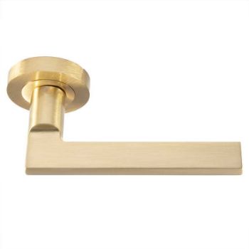 Trentino lever on Round Rose - Satin Brass - EUL030SB