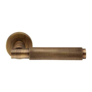 Varese lever on Round Rose- Antique Brass - EUL050AB