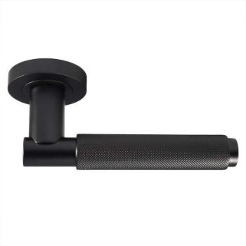 Varese Knurled lever on Round Rose- Matt Black - EUL050MB