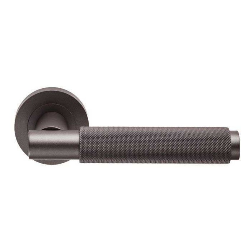 Varese Knurled lever on Round Rose - Matt Bronze - EUL050MBRZ 