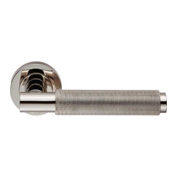 Varese Knurled Lever on Round Rose - Polished Nickel - EUL050PN 