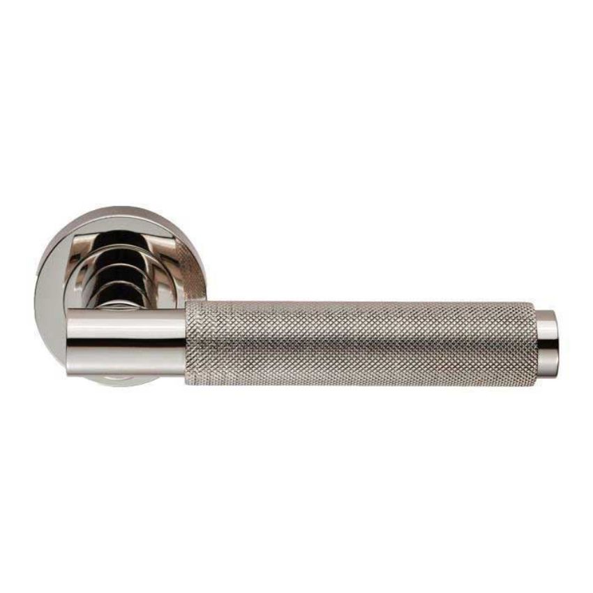 Varese Knurled Lever on Round Rose - Polished Nickel - EUL050PN 