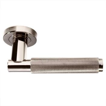 Varese Knurled Lever on Round Rose - Polished Nickel - EUL050PN 