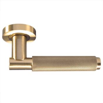 Varese Knurled Lever on Round Rose - Satin Brass - EUL050SB