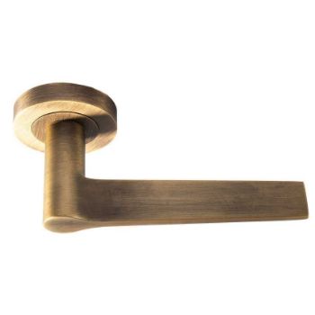 Velino lever on Round Rose- Antique Brass - EUL020AB