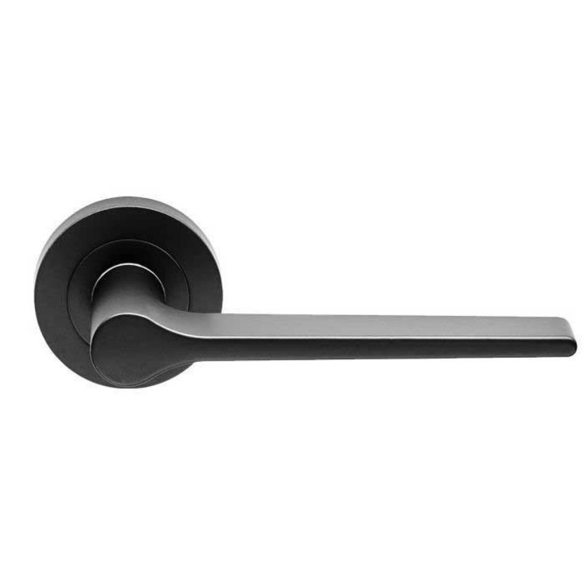 Velino Lever on Round Rose- Matt Black - EUL020MB