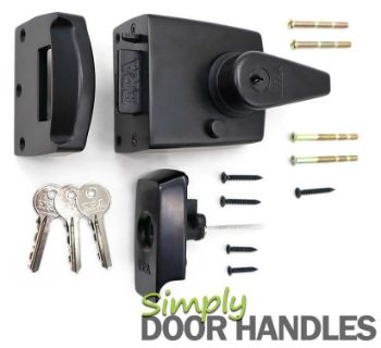 ERA 60mm High Security Nightlatch in Matt Black Finish - 1930-10-1 ERA 60mm High Security Nightlatch in Matt Black Finish - 1930-10-1