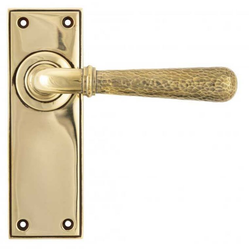 Aged Brass Hammered Newbury Lever on a Backplate - Aged Brass - 46210
