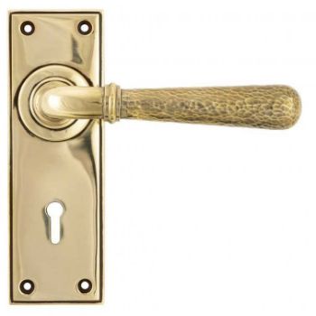 Aged Brass Hammered Newbury Lever Lock on a Backplate - Aged Brass - 46209 Aged Brass Hammered Newbury Lever Lock on a Backplate - Aged Brass - 46209