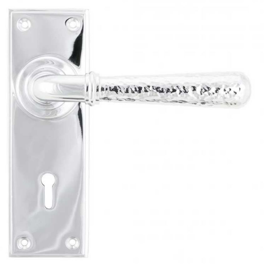 Polished Chrome Hammered Newbury Lever Lock on a Backplate - Polished Chrome - 46213