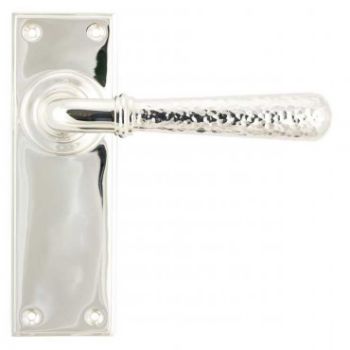 Polished Nickel Hammered Newbury Lever on a Backplate - Polished Nickel - 46218  Polished Nickel Hammered Newbury Lever on a Backplate - Polished Nickel - 46218