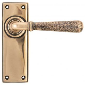 Polished Bronze Hammered Newbury Lever Latch on a Backplate - Polished Bronze - 46226 Polished Bronze Hammered Newbury Lever Latch on a Backplate - Polished Bronze - 46226