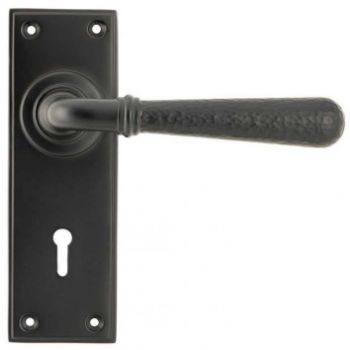 Aged Bronze Hammered Newbury Lever Lock on a Backplate - Aged Bronze - 46221  Aged Bronze Hammered Newbury Lever Lock on a Backplate - Aged Bronze - 46221