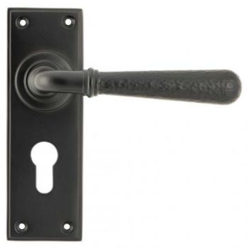 Aged Bronze Hammered Newbury Lever Euro Profile on a Backplate - Aged Bronze - 46224 Aged Bronze Hammered Newbury Lever Euro Profile on a Backplate - Aged Bronze - 46224