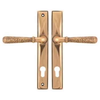 Polished Bronze Hammered Newbury Slimline Sprung Lever Espag. Lock Set- 45774