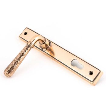 Polished Bronze Hammered Newbury Slimline Sprung Lever Espag. Lock Set- 45774