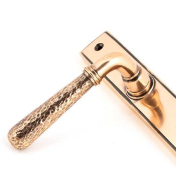 Polished Bronze Hammered Newbury Slimline Sprung Lever Espag. Lock Set- 45774