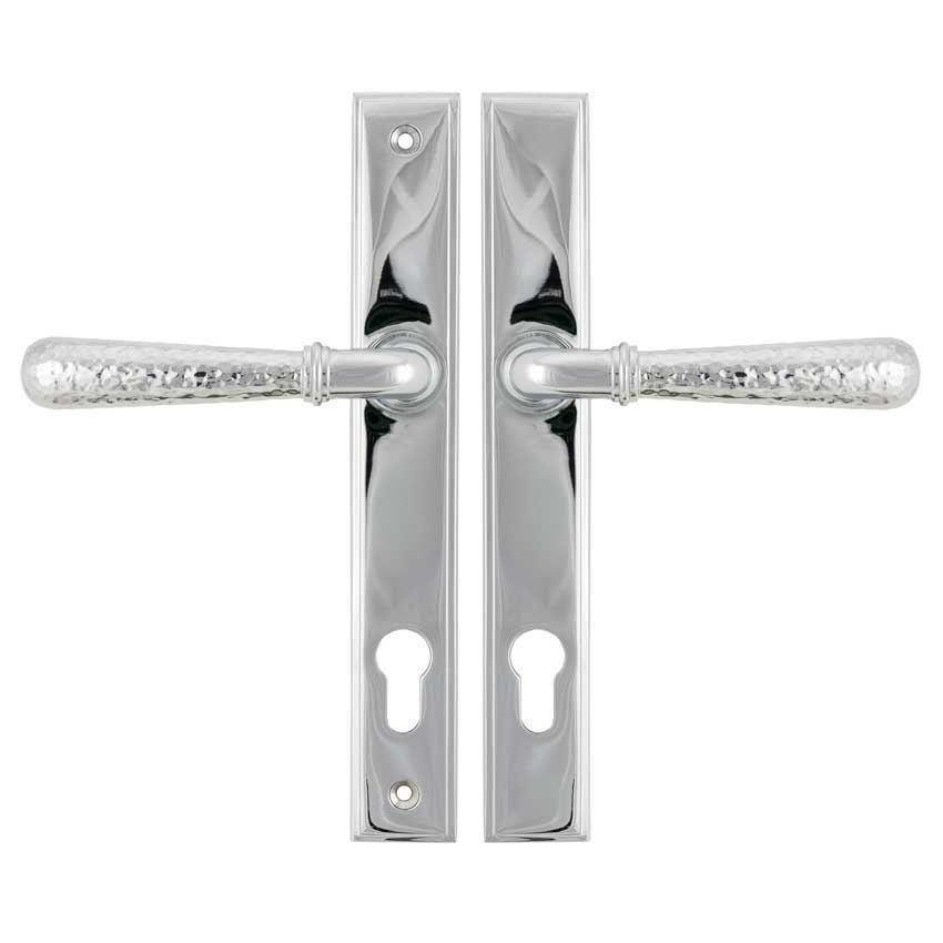 Polished Chrome Hammered Newbury Slimline Sprung Lever Espag. Lock Set- 45772