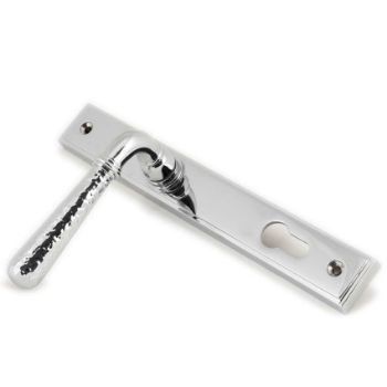 Polished Chrome Hammered Newbury Slimline Sprung Lever Espag. Lock Set- 45772