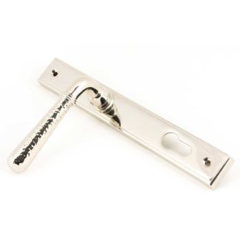 Polished Nickel Hammered Newbury Slimline Sprung Lever Espag. Lock Set- 45771 