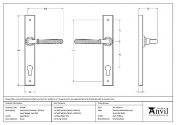 Polished Nickel Hammered Newbury Slimline Sprung Lever Espag. Lock Set- 45771 
