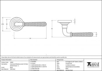 Black Hammered Newbury Lever on a Rose Set- Unsprung - 49982