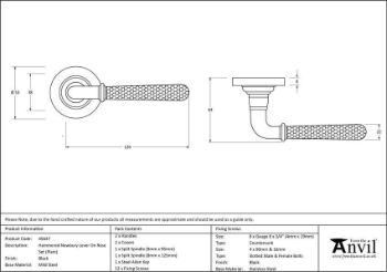 Black Hammered Newbury Lever on a Plain Rose Set - 45647 