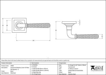 Black Hammered Newbury Lever on a Square Rose Set- Unsprung - 49984