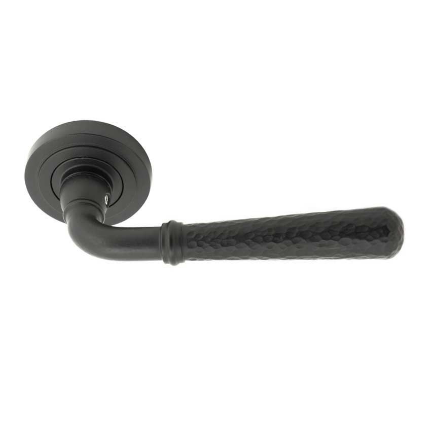 Matt Black Hammered Newbury Lever on a Rose - 45652 