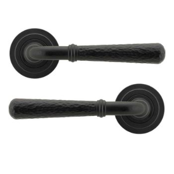 Matt Black Hammered Newbury Lever on a Rose - Unsprung - 49986