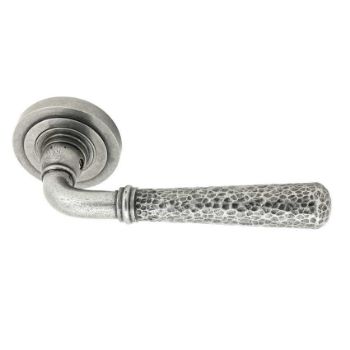 Pewter Hammered Newbury Lever on a Rose - 45656