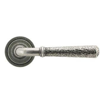 Pewter Hammered Newbury Lever on a Rose - 45656